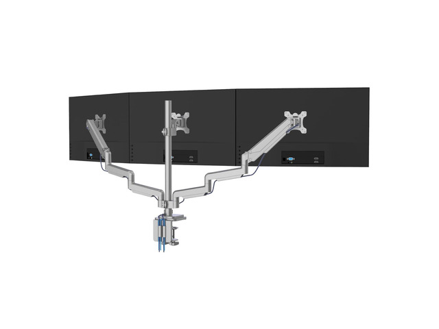 Triple Monitor Mount with Gas Spring Arms, Fits 2432 Inch Screens, USB & Audio Ports, Full Motion Desk Stand with Tilt, Swivel & Rotation, Heavy...