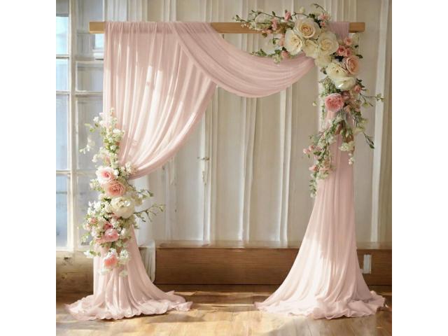 Pack of 2 Wedding Arch Drape Panel (30' Width x 100ft Long) Sheer Chiffon Arbor Canopy Drapery Fabric for Wedding Ceremony Reception Decoration...