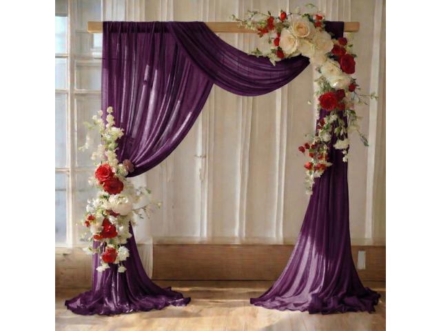 Pack of 2 Wedding Arch Drape Panel (30' Width x 100ft Long) Sheer Chiffon Arbor Canopy Drapery Fabric for Wedding Ceremony Reception Decoration...