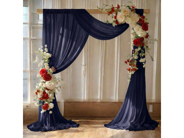 Pack of 2 Wedding Arch Drape Panel (30' Width x 100ft Long) Sheer Chiffon Arbor Canopy Drapery Fabric for Wedding Ceremony Reception Decoration...