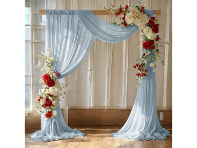 Pack of 2 Wedding Arch Drape Panel (30' Width x 100ft Long) Sheer Chiffon Arbor Canopy Drapery Fabric for Wedding Ceremony Reception Decoration...