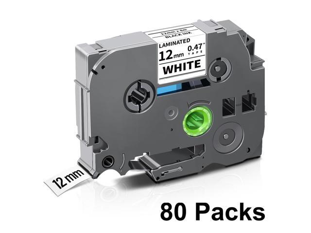 Tze 12mm 0.47 Laminated White Tape Compatible for Brother Label Maker Tape Work for Ptouch PT-D220 PTD210 PTH110 PTH100 PTD600 PTD200, Black on...