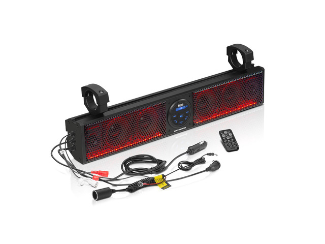 BRT26RGB IPX5 Weatherproof Bluetooth ATV Sound Bar - 26 Inches Wide, 4 inch Speakers, Tweeters, Amplified, Multicolor Illumination