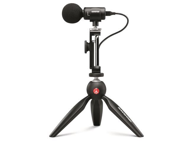 MV88+ Video Kit - Digital Stereo Condenser Microphone for Apple and Android, with Manfrotto PIXI Tripod, Phone Clamp, Mount, iOS and USB-C Cables...