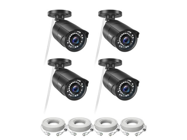 4 Pack 5MP 3K Add-on Security POE Camera with Cable, 2880 x 1620 Indoor Outdoor Bullet IP Camera, 120ft Night Vision, 3.6mm Lens, 95Â°View Angle,...