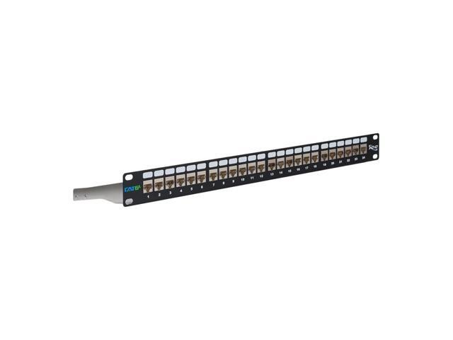 24-Port CAT6A Keystone Shielded 1U Patch Panel with CAT6A Shielded Keystone Jacks, 19 Rackmount Housing and Cable Support Bar, Protects Against...