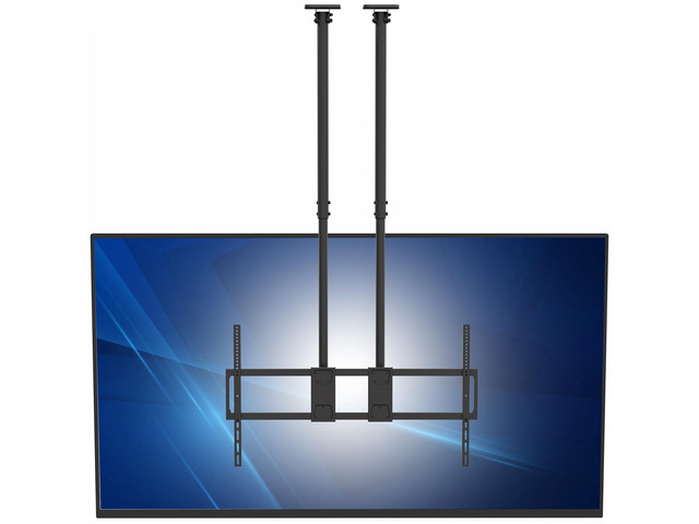 Ceiling TV Mount for 60 to 120 inch Screens, Telescoping Height Adjustment with Dual 5.5ft Extension Poles, Fits Pitched/Vaulted Roof, Holds 264...