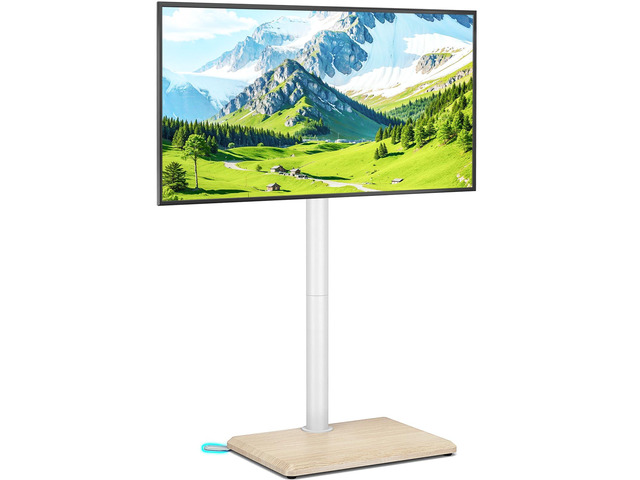 Swivel Floor TV Stand with Mount for 32-65 inch TVs up to 88 lbs, Height Adjustable Tall TV Stand with Wood Base, Saving Space Design for Bedroom,...