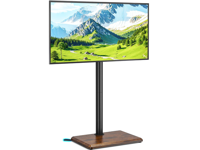 Swivel Floor TV Stand with Mount for 32-65 inch TVs up to 88 lbs, Height Adjustable Tall TV Stand with Wood Base, Saving Space Design for Bedroom,...