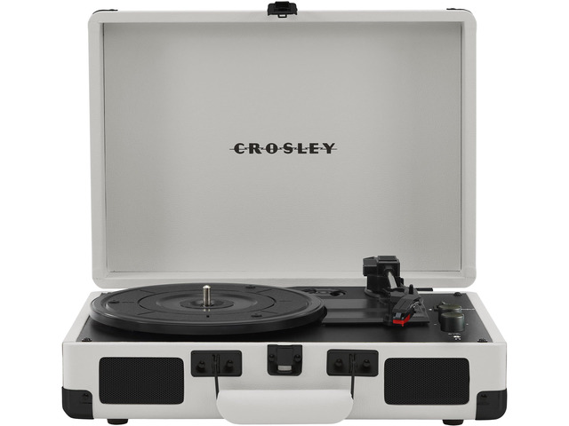 CR8005DP-WF Cruiser Plus Vintage 3-Speed Bluetooth in/Out Suitcase Vinyl Record Player Turntable, White Farmhouse