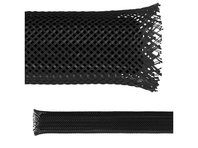 1.5' PET Expandable Braid Sleeving Flame Retardant Flexible Wire Mesh for Cord Management and Cable Protection - 200 Feet - Black