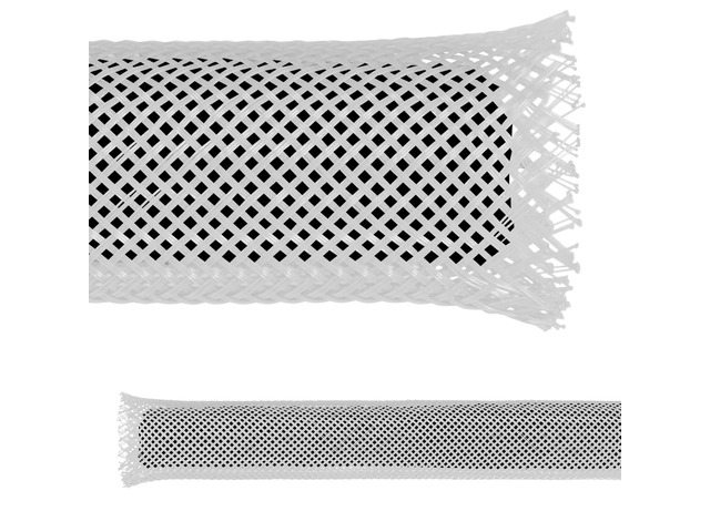2' PET Expandable Braid Sleeving Flame Retardant Flexible Wire Mesh for Cord Management and Cable Protection - 100 Feet - White