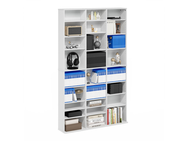 Jaya DVD Shelf, 24-Shelf Wide CD Rack, Media Shelf with Adjustable Shelves, 8 x 3 DVD Storage Cabinets for CD Blueray Game Disc, Easy Assembly, for...