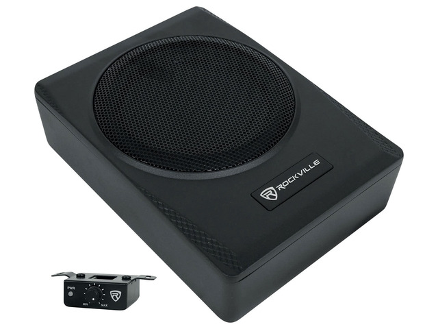 Slim Under-Seat Powered Subwoofer Built-in Amplifier, Aluminum Enclosure, Remote, Perfect for Car/Truck Audio (6.5')