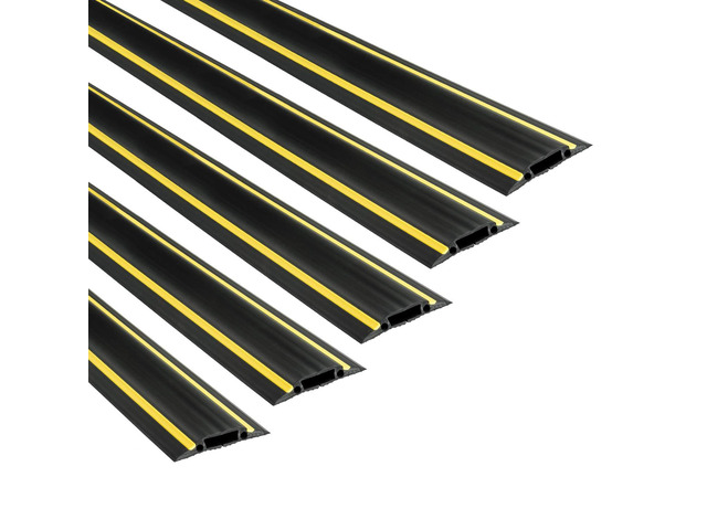 6FT Linkable Floor Cord Cover/Cable Protector 5 Pack (30ft Total), Protect Cords and Prevent a Trip Hazard, 5 x 6ft Lengths, Cable Cavity 1.18in...