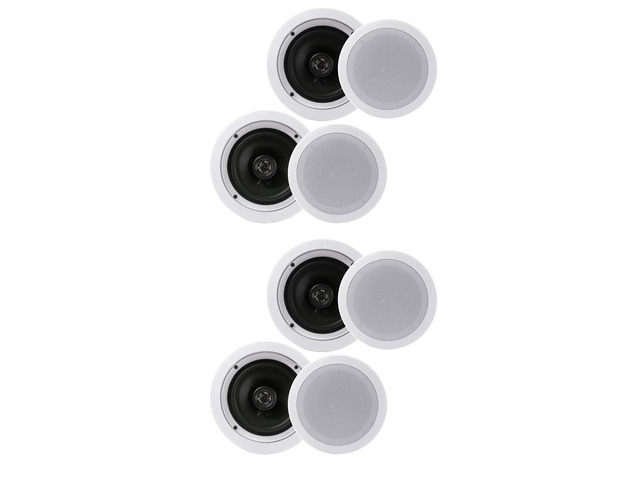 PDIC1661RD 6.5 Inch 200 Watt in Ceiling Wall Speakers 2 Way Flush Mount Home Indoor Stereo Speaker System Pair, White (2 Pairs)
