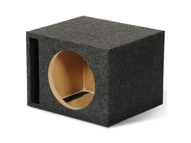 QPower Single Car Audio Subwoofer Box with Vented Design, Fits Most 12-Inch Subwoofers Deep Bass MDF Enclosure for with Charcoal Gray Carpet,...