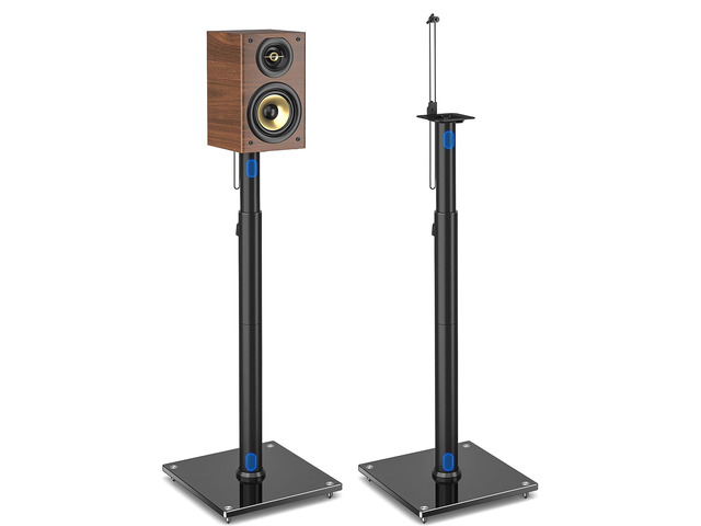 Bookshelf Speaker Stands Pair, Height Adjustable Rear Speaker Stands from 32' to 43' with 360° Swivel, 11 lbs Capacity, Set of 2 for Satellite &...