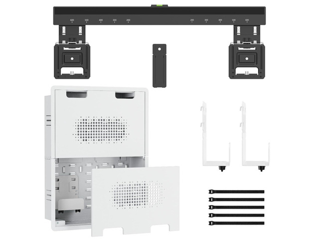 Ultra Slim TV Wall Mount & 17' Recessed in-Wall Media Box Bundle - 0.37' Micro Gap Design for 43-100' TVs - Hidden AV Cable Management Kit with...