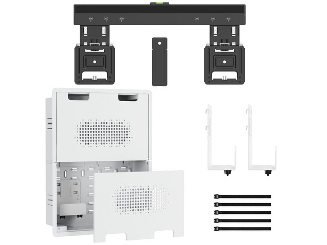 Ultra Slim TV Wall Mount & 17' Recessed in-Wall Media Box Bundle - 0.37' Micro Gap Design for 32-65' TVs - Hidden AV Cable Management Kit with...