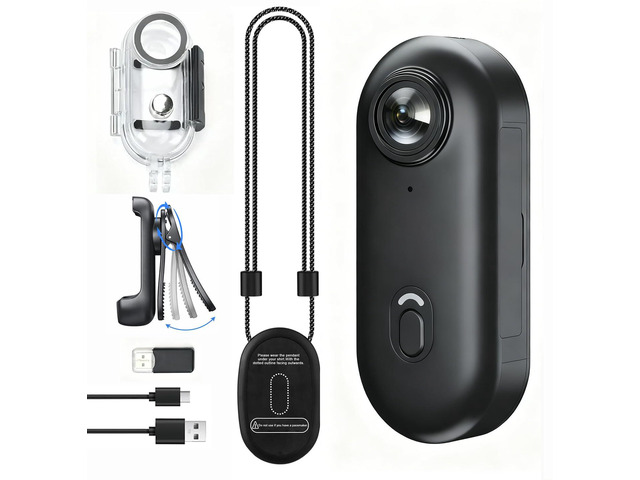 4K Mini Wearable Body Camera, Clip-On POV Action Cam with Magnetic Lanyard, Rotating Back Clip, 150Â° Wide Angle, Waterproof Case to 131ft, WiFi App...