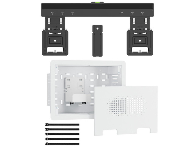 Ultra Slim TV Wall Mount & 9' Recessed in-Wall Media Box Bundle - 0.37' Micro Gap Design for 32-65' TVs - Hidden AV Cable Management Kit with...