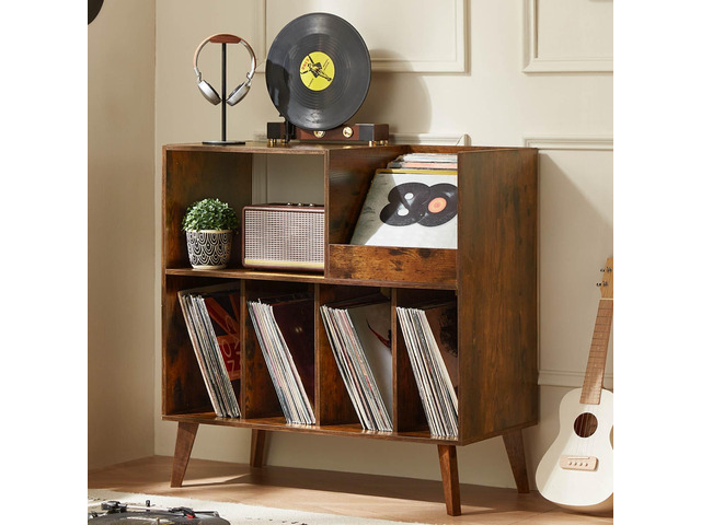 Large Record Player Stand, Turntable Stand with Storage, Vinyl Record Holder with Display Area, Record Player Table Holds Up to 300 Albums, Record...