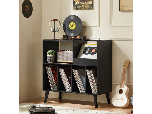 Large Record Player Stand, Turntable Stand with Storage, Vinyl Record Holder with Display Area, Record Player Table Holds Up to 300 Albums, Record...