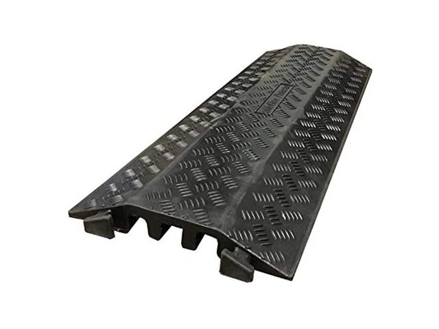 Drop Over Floor Cord Cover 40 Inch Long 3 Channel Cable or Wire Protector Rubber Ramp for Indoor and Outdoor Use Black