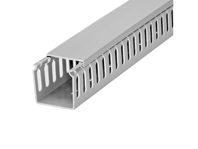 Wire Duct Open Slot Cable Raceway - 3 Width x 2 Height - 6.5 feet Long - 1 Pc/Pack Gray PVC Wiring Trough Wire Cover Cord Hider for Under Desk...