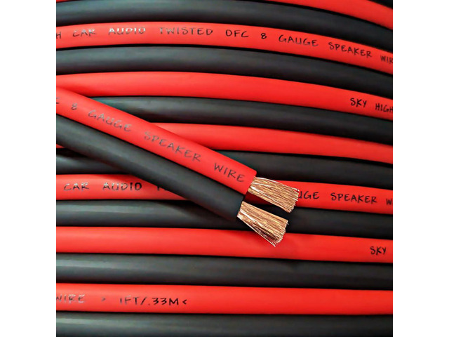 25' feet OFC True 8 Gauge AWG Oxygen Free Copper Speaker Wire RD/BK Car Home Audio