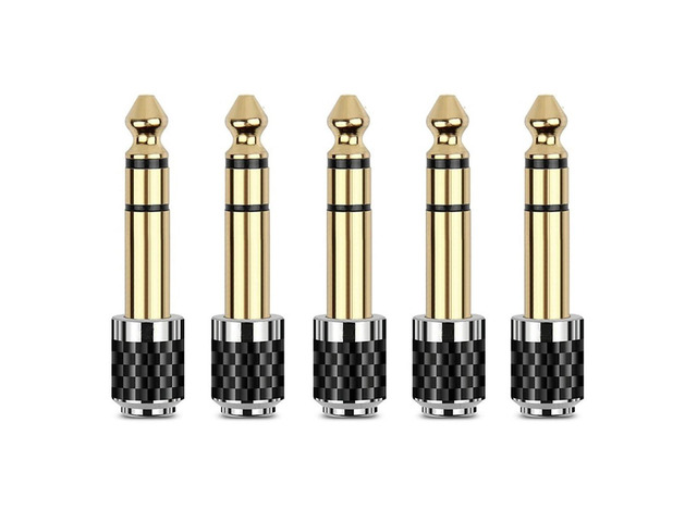 HiFi 1/4'' Male to 1/8'' Female Stereo Headphone Adapter, Upgrade 6.35mm Stereo Male to 3.5mm Jack Stereo Plug Female Adapter (5 Pack)