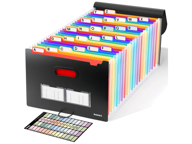 Accordion File Organizer, 26-Pocket Expanding File Folder Letter Size A-Z Tabs, Deeper 26-Pocket Keep Index Tabs Visible, Thicken, Bill Tax Receipt...