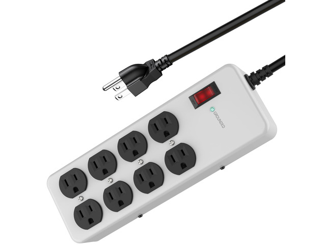 Heavy Duty Power Strip,Industrial Heavy Metal Case Surge Protector,8 AC Outlets,15Amp,2700 Joules,Protected' Indicator,14 Gauge Cord (Grey, 6FT...