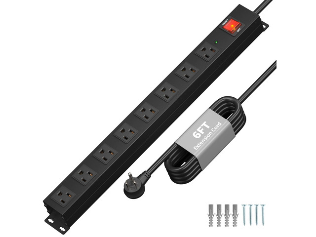 8 Outlet Heavy Duty Power Strip Surge Protector, 2100J Surge Protection Metal Power Strip, 15A/1875W Mountable Power Strips with Upgraded Switch,...
