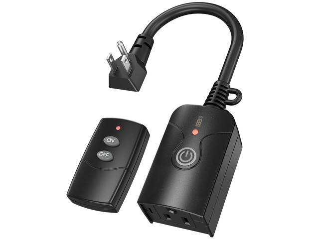 Remote Control Outlets Outdoor Waterproof Indoor Wireless Light Switch 3-Prong Plug In On Off Remote Outlet with 1 Outlet 1 Remote (Battery...