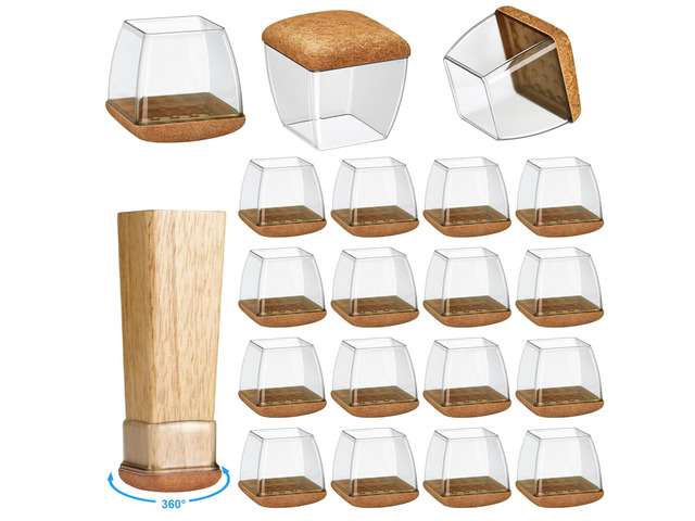 16 Pack Chair Leg Floor Protectors for Hardwood Floors, Round Rubber Furniture Sliders, 360Â°Felt Pad Bottom Wrapped Thickening Silicone Furniture...