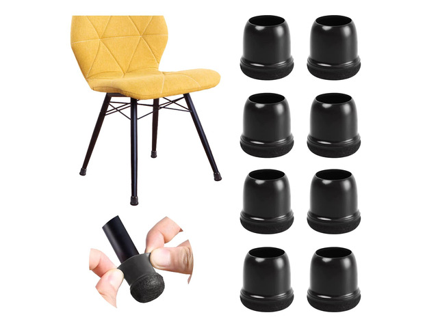 Black Extra Small Chair Leg Floor Protectors 20PCS, Fit 0.55'-0.75' Upgraded Rubber Chair Leg Caps for Hardwood Floors, Furniture Feet Covers...