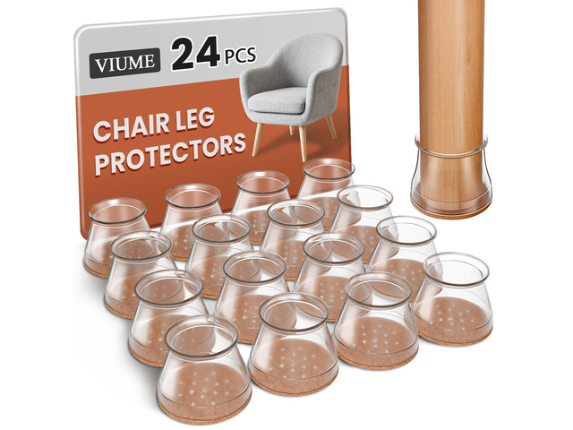 24 Pcs Chair Leg Floor Protectors for Hardwood Floors Round Silicone Covers Felt Pads Furniture Leg Caps Anti-Scratch Reduce Noise Fit (1-5/16'...