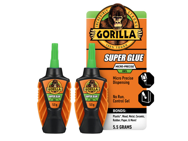 Micro Precise Super Glue Gel, Clear, Cyanoacrylate, 5.5g, 2-Pack Fast Setting, Anti-Clog Cap, Precise Dispensing Tool