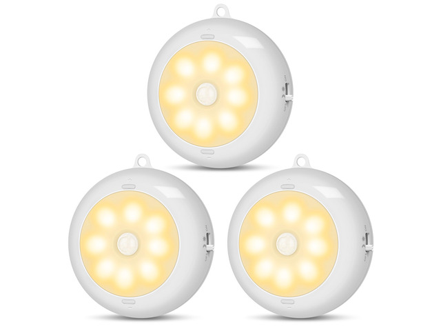 Motion Sensor Light Indoor AA Battery Operated, Under Cabinet Lighting, Magnetic Stick on LED Puck Lights for Stair, Wall, Closet, Dimmable, Warm...