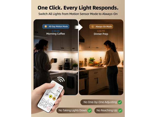 5-Pack Under Cabinet Lighting, 3300mAh Rechargeable Motion Sensor Light, 12inch Magnetic Closet Lights with Dimmable & 3 Color Temps, Wireless...