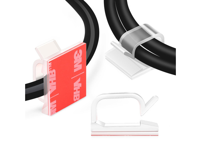 3/4 Adhesive Cable Wire Clips Clear 120PCS, Outdoor Christmas Light Clips, Cable Staples Cable Management Wire Organizer Cord Holder for Under...