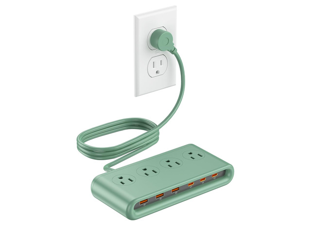 Power Strip with USB Ports, 6 USB & 4 AC PD20W 5Ft Charging Station Flat Plug Extension Cord, Multiple Outlet Extender for Home Office Bedroom...