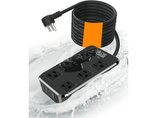 Outdoor Power Strip Weatherproof, 6 Outlet 3 USB 10FT Extension Cord Wide Spaced Outlets for Bulky Plugs, IPX6 Waterproof, 13A/1625W Overload...