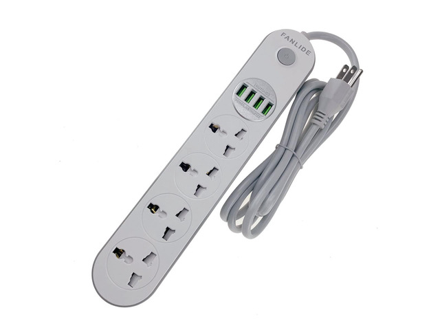Universal Power Strip with USB Ports for Cruise Ship Dorm Room 4 Widely Spaced Outlets, 6.5ft Extension Cord with Multiple Outlets, for Home...