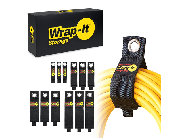 Heavy-Duty Straps (Assorted 12 Pack) Hanging Extension Cord Organizer for Cable Management and Storage on Garage Wall, RV Gadgets and Appliances