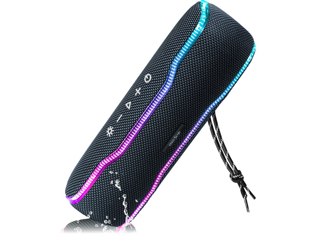 Bluetooth Speaker, IPX7 Waterproof, 50W Peak/25W RMS, Matte Black 24H Playtime, Flashing lights, TWS pairing, ideal for beach trips, outdoor...