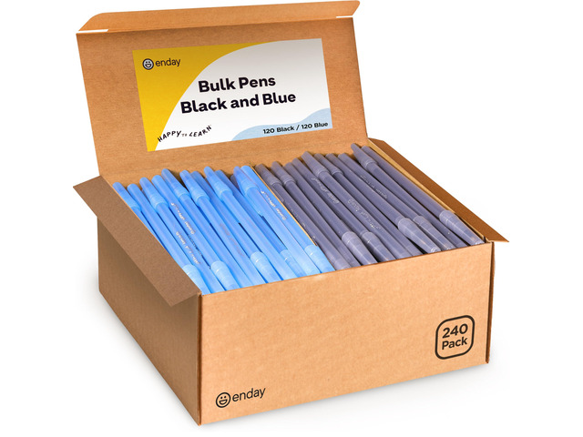 Ballpoint Pens Bulk Blue and Black Pens (240 Pack) 120 Black & 120 Blue - Medium Point (1.0mm) Flexible Round Barrel For Writing Comfort, Pens Bulk...