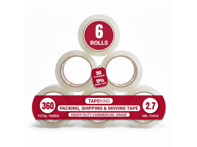 Clear Packing - 60 Yards Per Roll (Pack of 6 Rolls) - Stronger & Thicker 2.7mil, Heavy Duty Adhesive Industrial Depot Tapes for Moving Packaging...